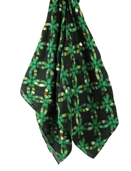 Frida | grønt printet tørklæde