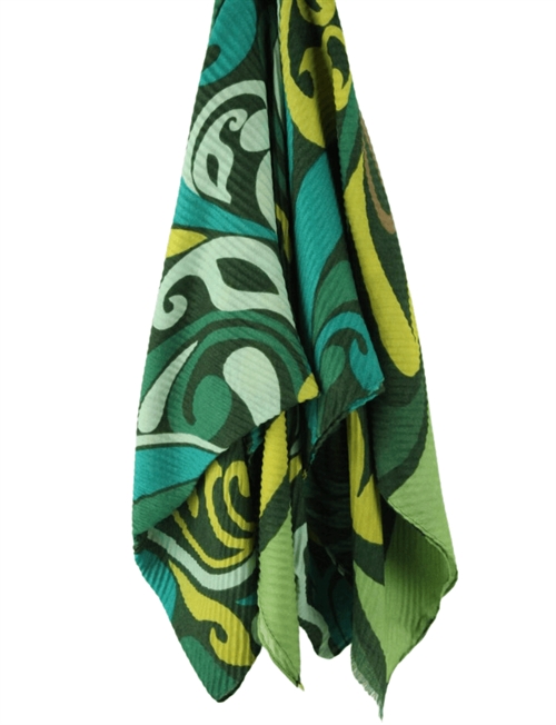 Fabiola | printet turkis gult grønt tørklæde