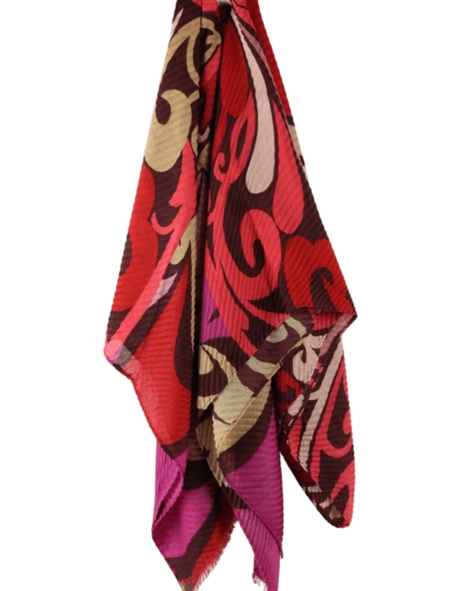Fanny | farverigt rødt printet tørklæde