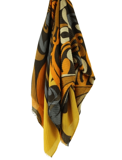 Frederikke | mønstret gult orange tørklæde