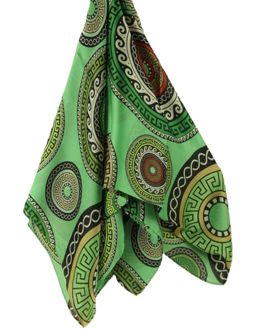 Dolly | grønt silketørklæde farverigt print