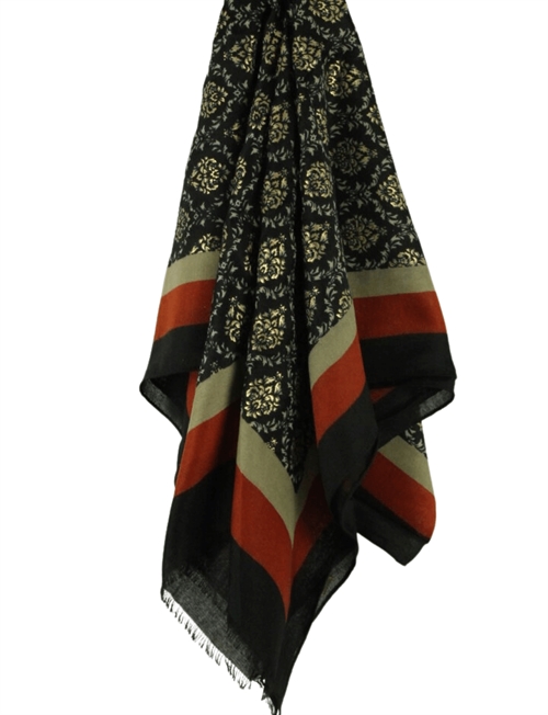 Fenja | lyst mørkt mønstret tørklæde